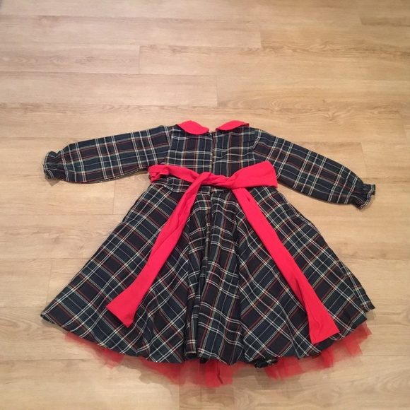 Girl’s Long Sleeve Bowknot Checked Tutu Princess A-Line Party Dress - Picture 5 of 5